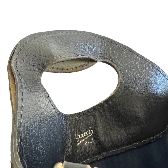 Gucci • RARE Vintage GG Web Monogram Navy PVC Leather Purse Tote Bag Handbag - Picture 15 of 16